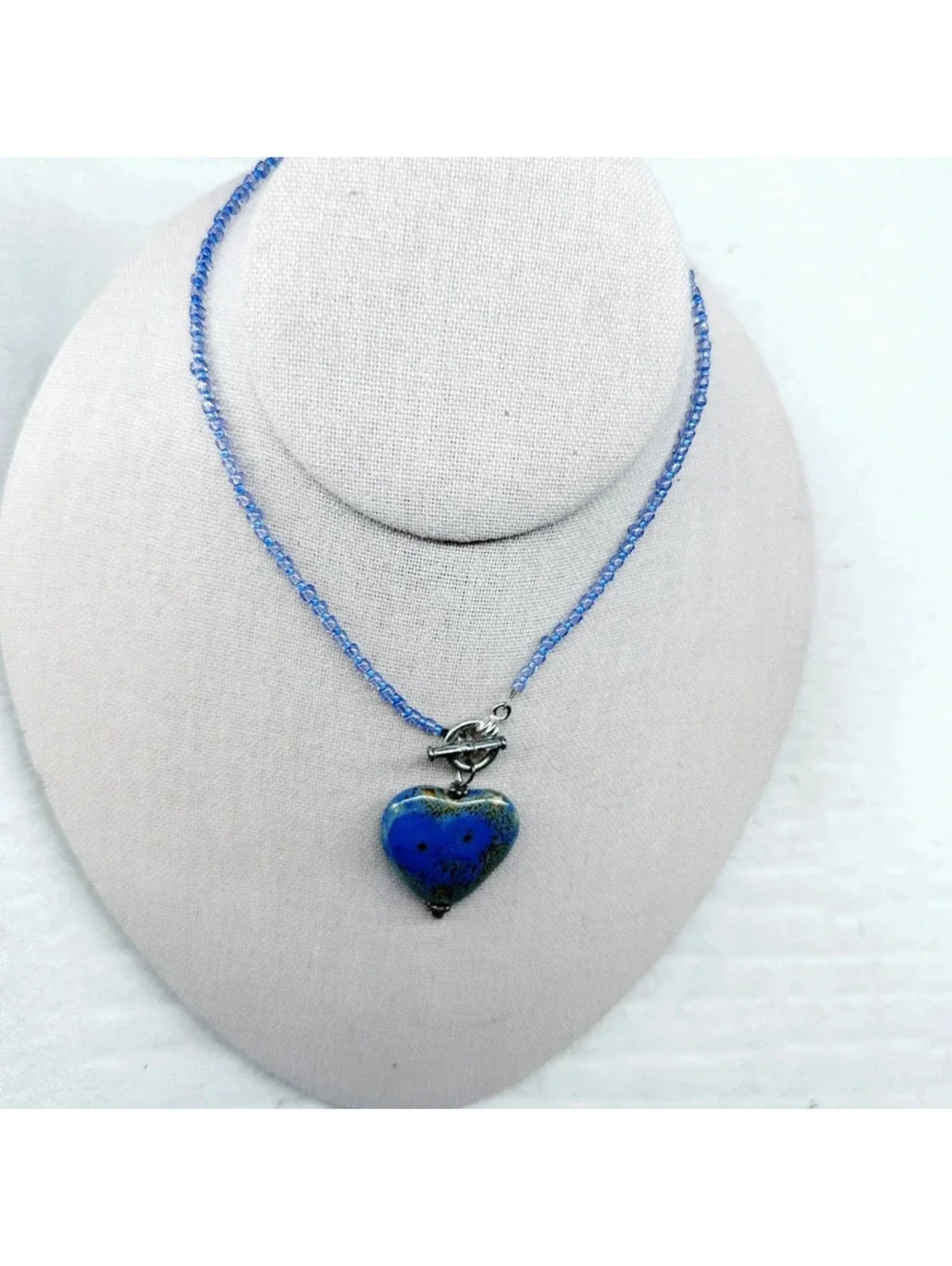 5340mc. Periwinkle Ceramic Heart Necklace